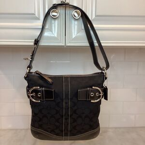 Coach Jacquard Signature Logo Small Duffle Convertible Crossbody Shoulder Bag
